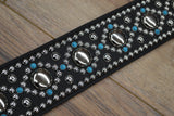 Carlino Custom Swirl Chrome and Turquoise Studded Guitar Strap