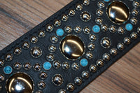 Carlino Custom Swirl Chrome and Turquoise Studded Guitar Strap