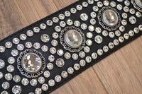 Carlino Short ends Swarovski Rhinestone Leather Guitar Strap