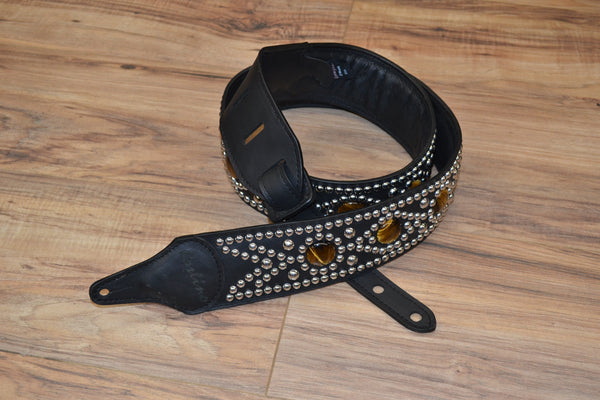 Carlino New Tiger Eye Swirl Combination Guitar Strap