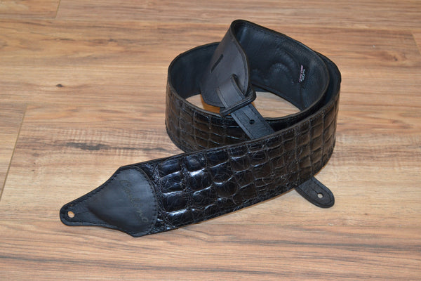 Carlino Black Croc Leather Embossed Strap