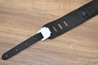Carlino Orianthi White Leather Orbit Blue Dragon Vein Concho Guitar Strap