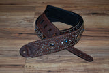 Carlino Kodiak Oiled BrownLeather Studden Strap, Turquoise conchos