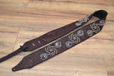 Carlino Burgandy Wine Croc Embossed Leather Western Swirl Guitar Strap