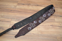 Carlino Burgandy Wine Croc Embossed Leather Western Swirl Guitar Strap