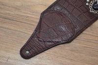 Carlino Burgandy Wine Croc Embossed Leather Western Swirl Guitar Strap