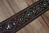 Carlino Kodiak Oiled BrownLeather Studden Strap, Turquoise conchos