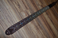Carlino Kodiak Oiled BrownLeather Studden Strap, Turquoise conchos