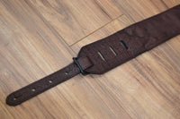 Carlino Burgandy Wine Croc Embossed Leather Western Swirl Guitar Strap