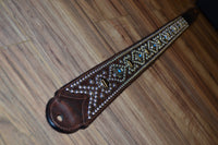 Carlino Kodiak Oiled BrownLeather Studden Strap, Turquoise conchos