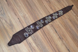 Carlino Burgandy Wine Croc Embossed Leather Western Swirl Guitar Strap