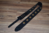 Carlino Tigereye and Black Stud Swirl guitar strap