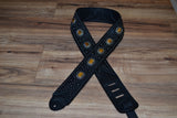 Carlino Tigereye and Black Stud Swirl guitar strap