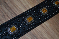 Carlino Tigereye and Black Stud Swirl guitar strap