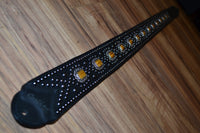 Carlino Tigereye and Black Stud Swirl guitar strap