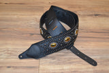 Carlino Custom Gold Hematite Black Studded Guitar Strap