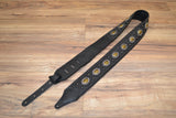 Carlino Custom Gold Hematite Black Studded Guitar Strap