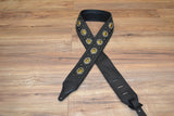 Carlino Custom Gold Hematite Black Studded Guitar Strap