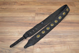 Carlino Custom Gold Hematite Black Studded Guitar Strap