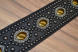 Carlino Custom Gold Hematite Black Studded Guitar Strap