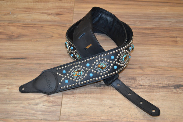 Carlino Custom Ocean Jasper and Bronzite Concho Guitar Strap