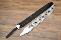 Carlino White Leather Tigereye with Onyx Swirl Studded Guitar Strap