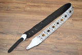 Carlino White Leather Tigereye with Onyx Swirl Studded Guitar Strap