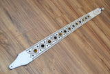 Carlino White Leather Tigereye with Onyx Swirl Studded Guitar Strap