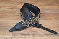 Carlino Custom Tigereye Concho and Snake Embossed leather guitar strap