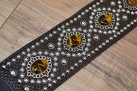 Carlino Custom Tigereye Concho and Snake Embossed leather guitar strap