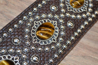 Carlino Custom Tigereye Concho and Snake Embossed leather guitar strap