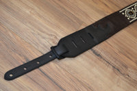 Carlino Custom Tigereye Concho and Snake Embossed leather guitar strap