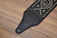 Carlino Black Hematite Leather Guitar Strap
