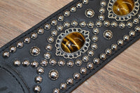 Carlino TigerEye Concho leather studded guitar strap