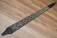 Carlino TigerEye Concho leather studded guitar strap