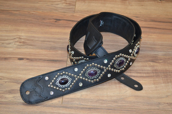 Carlino Custom Orianthi Amethyst Stone/ Rhinestone Signature Guitar Strap