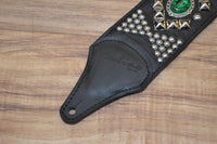 Carlino New Pyramid Power Strap with Green Dragon Eye Conchos