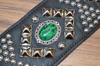 Carlino New Pyramid Power Strap with Green Dragon Eye Conchos