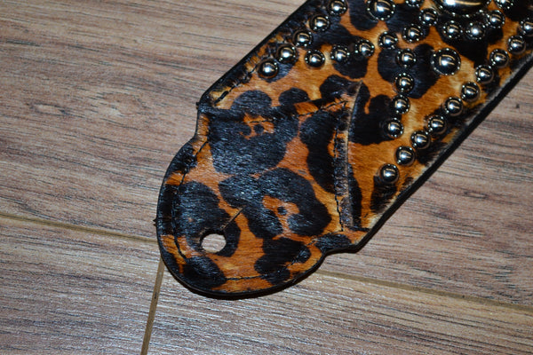 Carlino Leopard leather studded purse/bag strap gold studs – Carlino Guitars