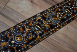 Carlino Custom Leopard Tigereye Rhinestone Studded Guitar Strap