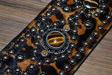Carlino Custom Leopard Tigereye Rhinestone Studded Guitar Strap