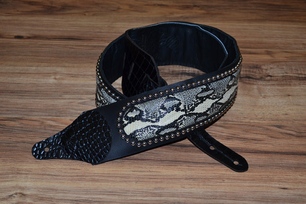 Carlino Snake Cartouche Leather Guitar Strap