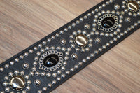 Carlino Custom Black Onyx Studded Guitar Strap