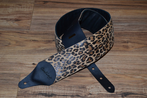 Carlino Lambskin Leopard Leather Guitar Strap
