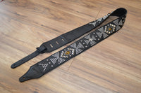Carlino Tigereye Stone Swarovski Rhinestone Templar Cross Black Leather Strap