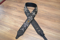 Carlino Tigereye Stone Swarovski Rhinestone Templar Cross Black Leather Strap