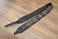 Carlino Tigereye Stone Swarovski Rhinestone Templar Cross Black Leather Strap