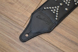Carlino Tigereye Stone Swarovski Rhinestone Templar Cross Black Leather Strap