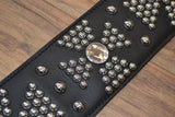 Carlino Tigereye Stone Swarovski Rhinestone Templar Cross Black Leather Strap