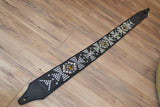 Carlino Tigereye Stone Swarovski Rhinestone Templar Cross Black Leather Strap